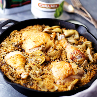 One Pot Chicken and Rice  with Artichokes