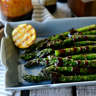 Grilled Asparagus with Balsamic Honey-Dijon Vinaigrette