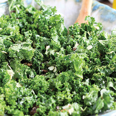 Kale Salad with Dates, Almonds & Garlic-Shallot Vinaigrette