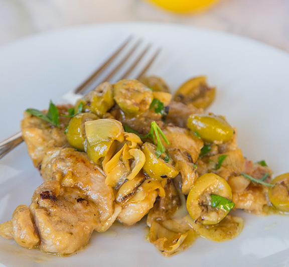 Lemon Chicken Skillet with Artichokes and Olives