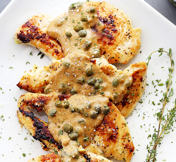 Lemon Pepper Chicken With Creamy Capers Sauce