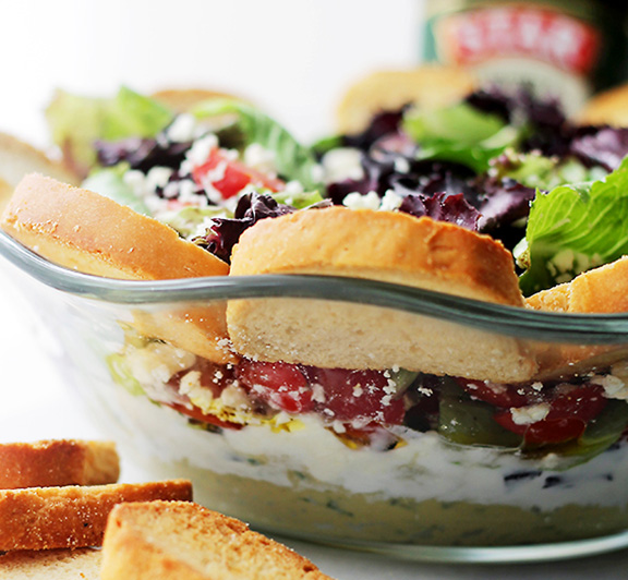 Mediterranean Seven Layer Dip Salad