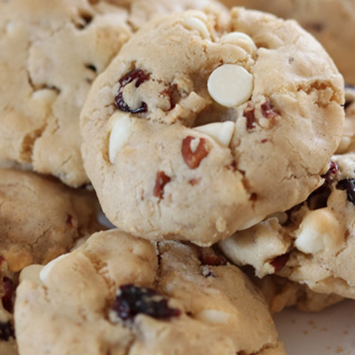 Olive Oil Cookies with White Chocolate, Cranberries & Pecans