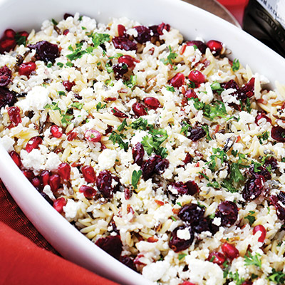 Orzo Pasta Salad with Cranberry Pomegranate Vinaigrette
