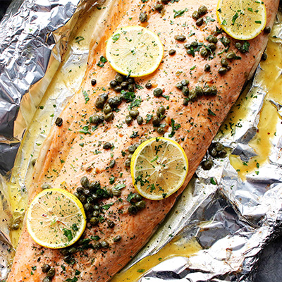 Salmon Piccata in Foil