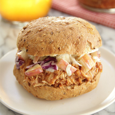 Pulled Chicken Sandwiches with Apple Slaw