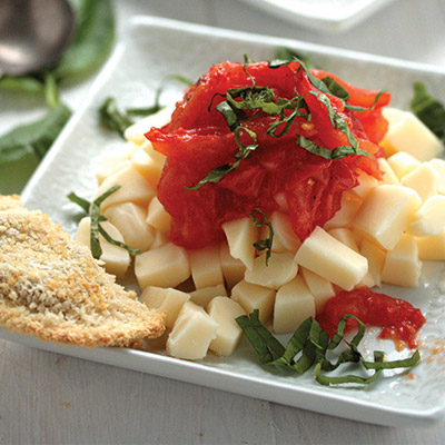 Roasted Caprese with Crispy Baked Mushroom Ravioli