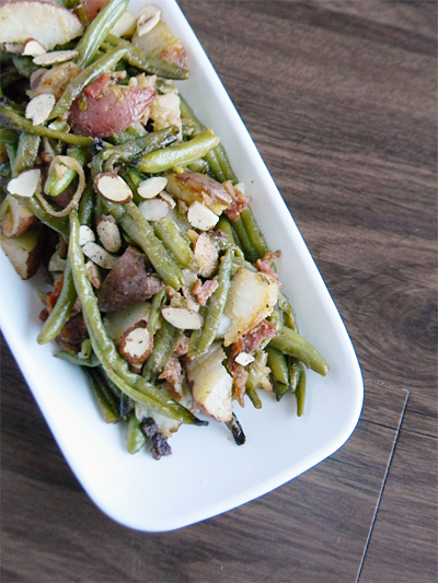Roasted Green Beans & Potatoes with Bacon Vinaigrette