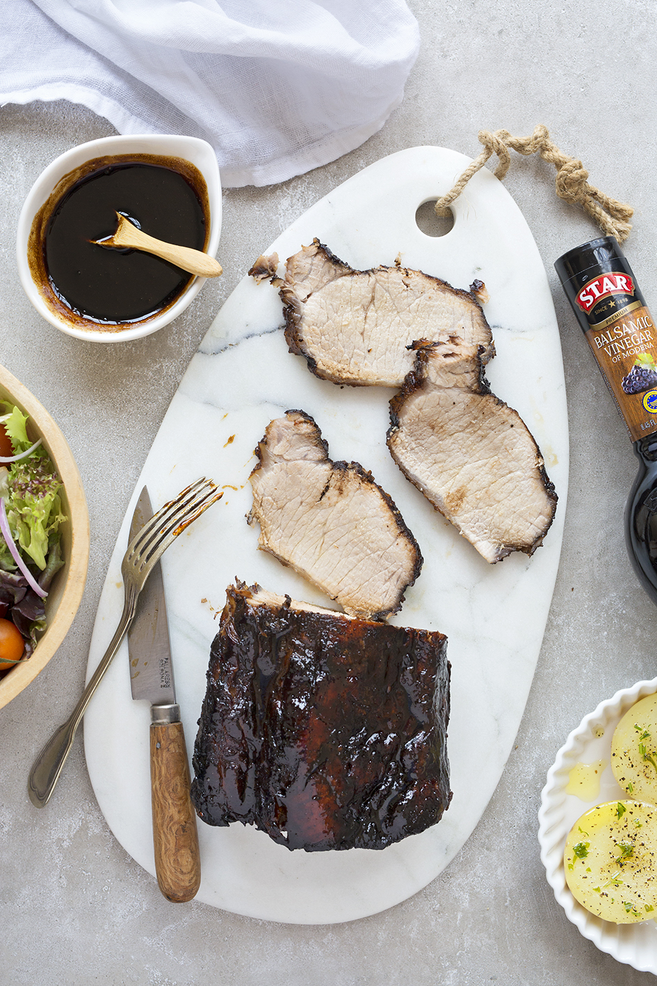 Roast pork loin with balsamic vinegar glaze