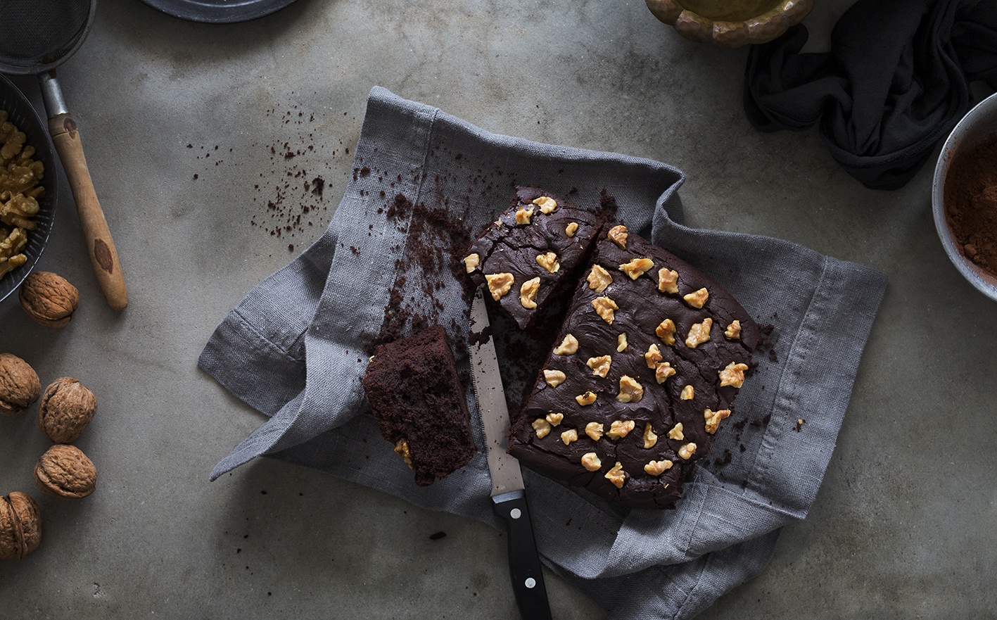 Vegan brownie (with rice and walnut drink)