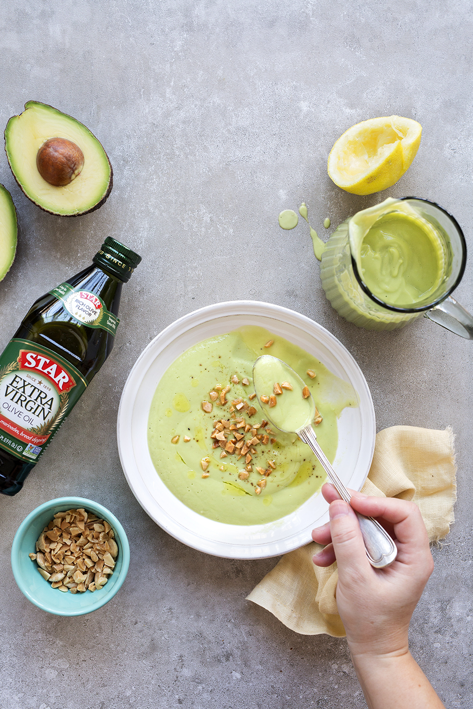 Healthy cream of avocado soup