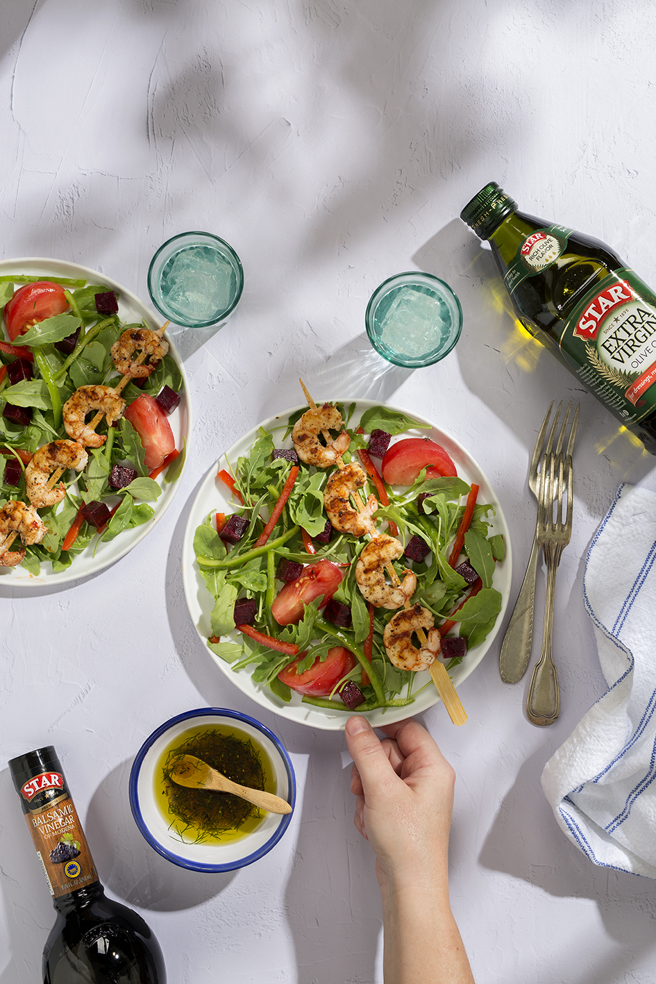 Shrimp Skewers with Salad