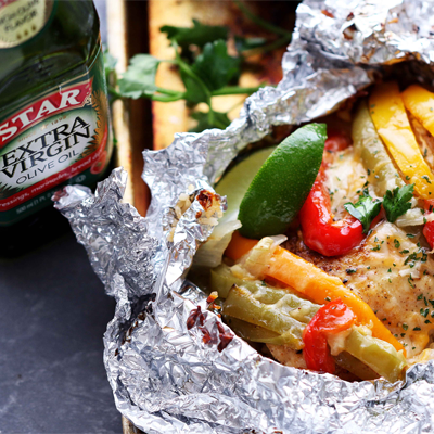 Chicken and Rice Fajitas in Foil