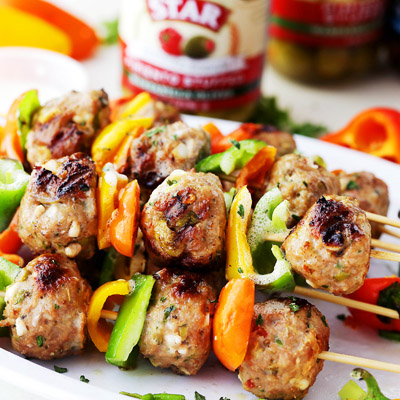 Grilled Mediterranean Turkey Meatball Skewers