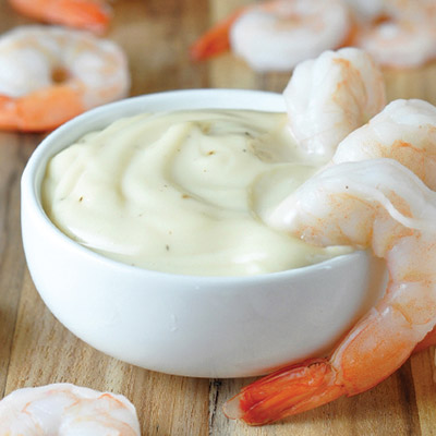 Shrimp Cocktail with Garlic Mustard Cream