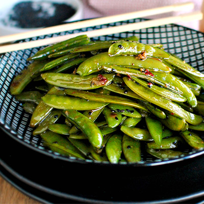 Spicy Roasted Sugar Snap Peas