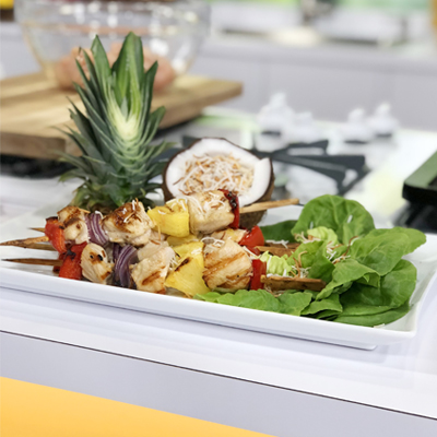 Tropical Chicken Skewers with Tamarind-Balsamic Glaze